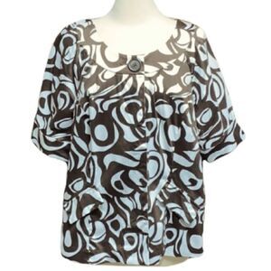 Lane Bryant Brown White  S/S Swing Summer Jacket